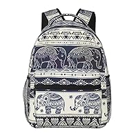 Elephant Boho Mandala Style Stylish Large Backpack For Men Women Personalized Laptop Tablet Travel Daypacks Shoulder Bag