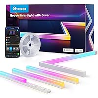 RGBIC LED Strip Lights 16.4ft with Covers, Smart LED Lights Work with Alexa and Google Assistant, LED Diffuser Channel with LED Lights for Bedroom, Skirting Lines, Studio, Cabinet