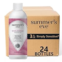 Summer's Eve Simply Sensitive Daily Gentle All Over Feminine Body Wash, Removes Odor, Feminine Wash pH Balanced, Travel Size 3 fl oz, 24 Pack
