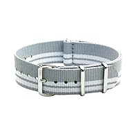 HNS Watch Bands - Choice of Color & Width (18mm,20mm, 22mm,24mm) - Ballistic Nylon Premium Watch Straps (20mm, Grey Stripe)