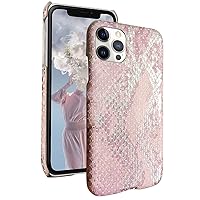 Compatible with iPhone 14 Pro Max Case for Women Girls, Snake Skin Pattern Design Cover Slim Ultra Thin Flexible Hard PC Shock Bumper Protective Luxury Wild Cute Girly Case Pink