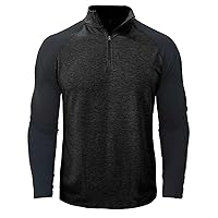 Men's Gym Tees Quarter Zip Muscle Shirts Raglan Long Sleeve Sporty Tops Colorblock Workout Tee Shirt Activewear Top