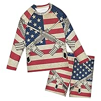 America Flag Boys Rash Guard Sets Two Pieces Bathing Suits Swim Bathing Suit Set,3T