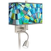 Lagos Mosaic LED Reading Light Plug-in Sconce with Print Shade