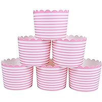 Full Size Paper Baking Cups, 6oz Pink Cupcake Liners for Cupcake Bath Bomb, Muffin Case, Great for Valentine's Day Cupcake Baking Decoration Set of 25 (Pink Stripe)