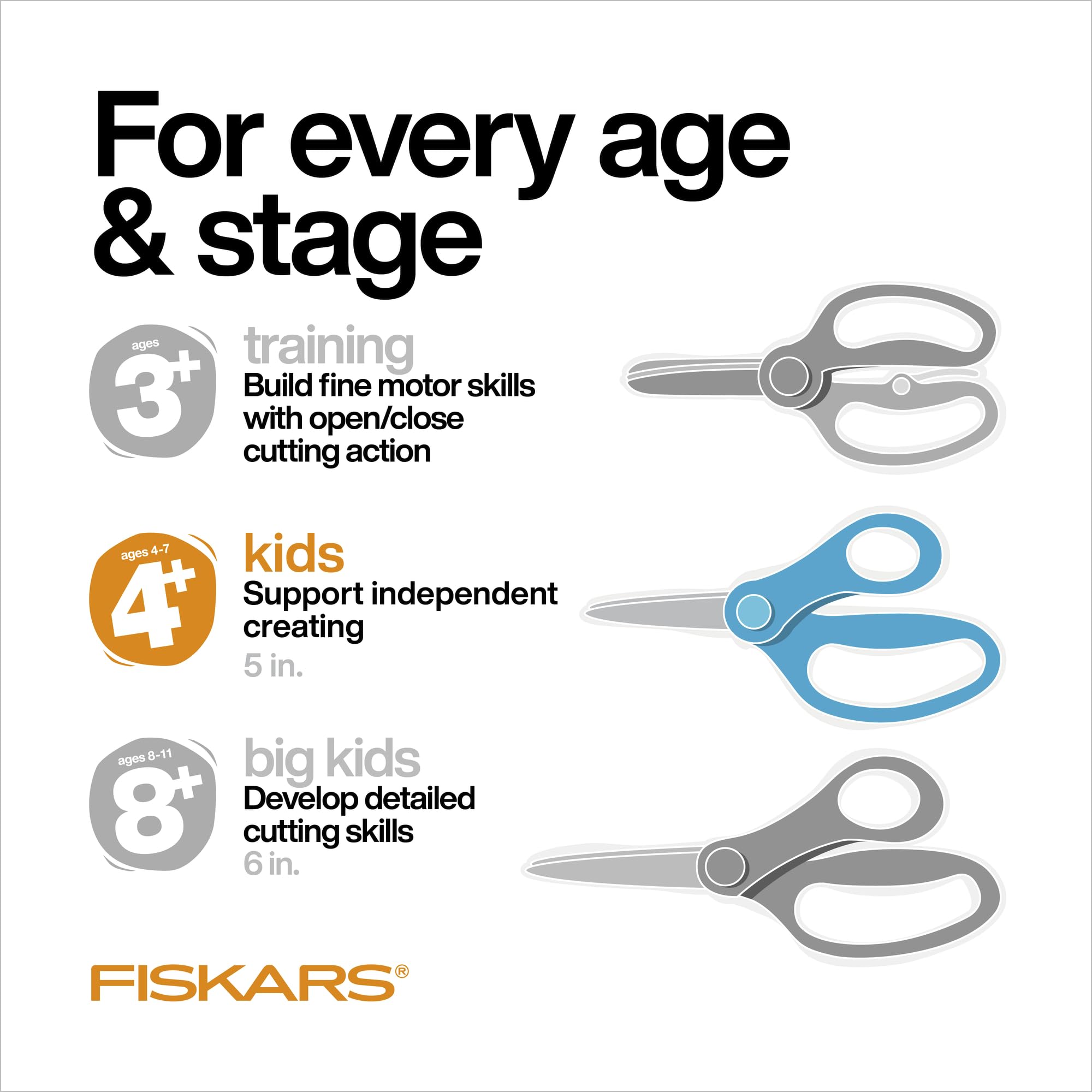 Fiskars Blunt-Tip Kids Scissors 5 inch, 6 Pack, Colors May Vary