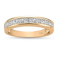 1.00 Carat, 14K Gold Channel Set Princess-cut Bridal Wedding Band Ring (I-J, I2-I3) by La4ve s | Real Jewelry for Women | Gift Box Included (Yellow,White,Rose Gold)