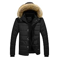 Men's Winter Thicken Down Coat Lightweight Winter Warm Padded Jacket Outwear Windproof Hooded Overcoat