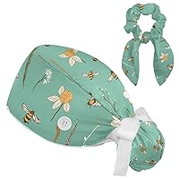 Women’s Working Cap with Button and Ribbon Tie, Long Hair with Hair Band Cute Koala in Tree Ice Cream Watermelon