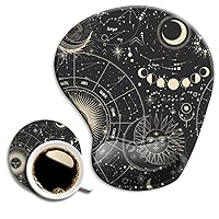 Ergonomic Mouse Pad with Wrist Support, Cute Mouse Pads with Non-Slip Rubber Base for Home Office Working Studying Easy Typing & Pain Relief Moon Sun