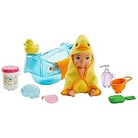 Skipper Babysitters Inc. Feeding and Bath-Time Playset with Color-Change Baby Doll, Tub and 6 Accessories