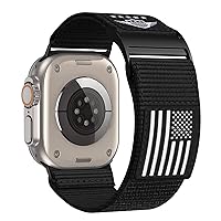Rugged Nylon Band Compatible with Apple Watch Band 49mm 45mm 44mm 42mm,Soft Sport Loop Adjustable Wristbands Replacement Strap for Apple Watch Ultra iWatch Series 8/7/SE/6/5/4/3/2/1,USA Flag Black