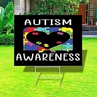 Autism Awareness Yard Signs 2-Sided PrintCorrugated Yard Sign Autism Awareness Puzzle Piece Weatherproof Party Yard Sign Indoor Or Outdoor Use MADE IN USA 18x24 Inch