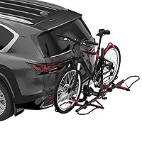 2'' Hitch Mounted Foldable Bike Rack, 2-Bike Platform Style Carrier for Standard, Fat Tire, Ebike, Quick Release Handle Smart Tilting Car SUV Truck-Weight Capacity 150 Lbs, Black, 81Inch