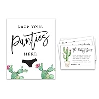 Bridal Shower Game 1 Sign + 30 Size Cards White Cactus Taco'Bout Love Girls Night Out Bachelorette Party Drop Your Panties Game