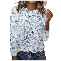 XHRBSI Fashion Women's Round Neck Long Sleeve Casual Printed Top Fall Plus Size Tshirt for Women
