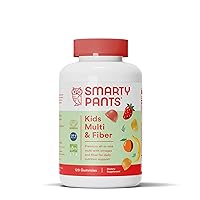 SmartyPants Kids Fiber Vitamins: Daily Kids Multivitamin Gummy for Overall Health with Vitamin A, B12, D3, E, & K & Omega 3 Fish Oil (DHA/EPA) - 120 Count (30 Day Supply)