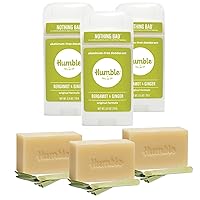 Humble Brands Lemongrass & Sage Combo Bundle Bar Soap 3 pack and Bergamont and Ginger Aluminum Free Deodorant, 3 Pack