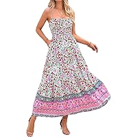 Flower Dresses for Women 2024, Womens Sleeveless Vintage Floral Bohemian Adjustable Straps with Dress, S, XXL