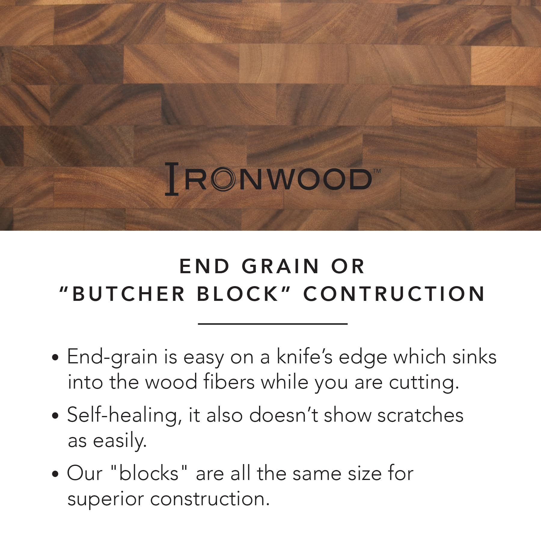 Ironwood Gourmet Large End Grain Prep Station Acacia Wood Cutting Board, 14 x 20-Inch, Brown