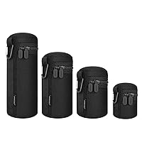 Lens Pouch Set, Water Resistant Protective Lens Cases for DSLR Camera Lens, 4 Size Thick Camera Lens Bag for Nikon, Tamron, Sigma, Pentax, Sony, Olympus, Panasonic