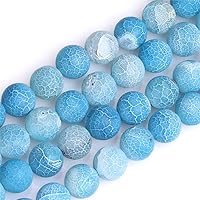 JOE FOREMAN 4mm Blue Agate Semi Precious Gemstone Round Frosted Loose Beads for Jewelry Making DIY Handmade Craft Supplies 15