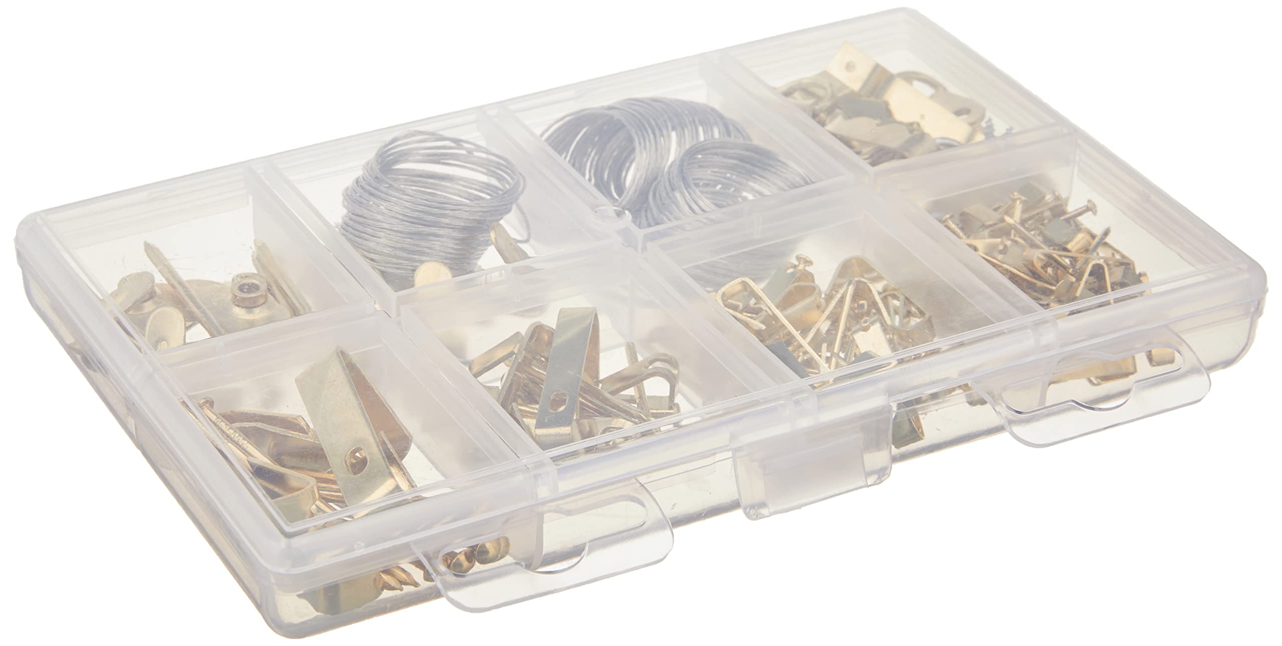 Amazon Basics AB-SK101 Picture Hanging Assortment Kit, Brass, 220-Piece Set, Selling Unit Dimension, Gold Plated