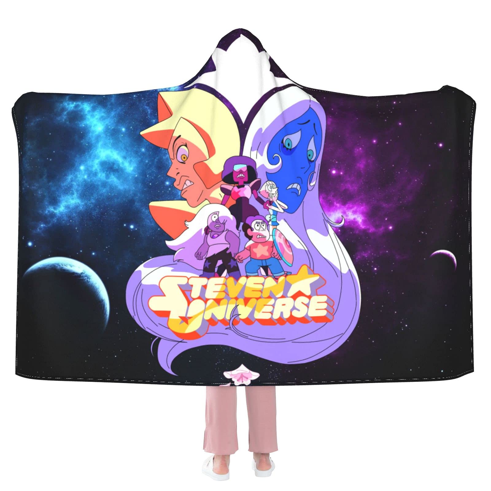 Anime Steven Universe Hooded Blanket 3D Print Super Soft Fleece Throw Blanket for Bedroom Livingroom Air Conditioning Blanket 80"x60" Inch