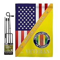 Home of Vietnam Garden Flag - Set with Stand Armed Forces Military Service All Branches Support Honor United State American Veteran Official House Banner Cemetery Yard Rememberance Veterans Day Gifts