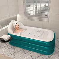 Mobile Bathtub,Portable Bathtub,Foldable Bathtub,Easy To Inflate＆Drainage,Freestanding Inflatable Bathtub With Bath Pillow＆Comfort Base,Cold Plunge Tub,Ice Bath Tub,Inflatable Hot Tub,63X35''