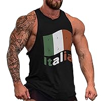 Italian Flag Men's Workout Tank Top Casual Sleeveless T-Shirt Tees Soft Gym Vest for Indoor Outdoor