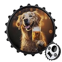 Golden Retriever Dog and Beer Magnetic Bottle Opener Funny Beer Opener Fridge Sticker for Refrigerator