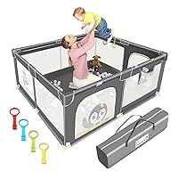 Baby Playpen for Babies and Toddlers, 71 x 59 inch Baby Play Yards, Kids Play Pen for Indoor & Outdoor, Extra Large Baby Playpen, Toddler Play Yard with Carrying Bag, Anti-Slip Base (Gray)