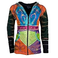 Agan Traders Women's Tie Dye Patch Embroidered Bohemian Gypsy Sweatshirt Rib Cotton Jacket