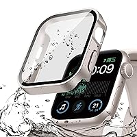 FALSAD Apple Watch Cover 1.6 inches (40 mm) / 1.7 inches (44 mm) Compatible with Apple Watch Se/Se2/Series6/5/4 Protective Case, New Design 3D Right Angle Edge PC + Glass Screen, Waterproof,