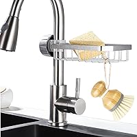 WINGSIGHT Faucet Sponge Holder Kitchen Sink Caddy Organizer Over Faucet  Hanging Faucet Drain Rack for Sink Organizer (Double with Dishcloth Rack