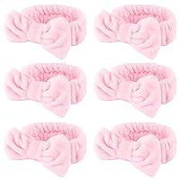 WHAVEL Hairband, 6 Count Pink Spa Headband for Washing Face, Soft Microfiber Bow Headbands, Facial Headband for Skincare, Makeup Headband for Women