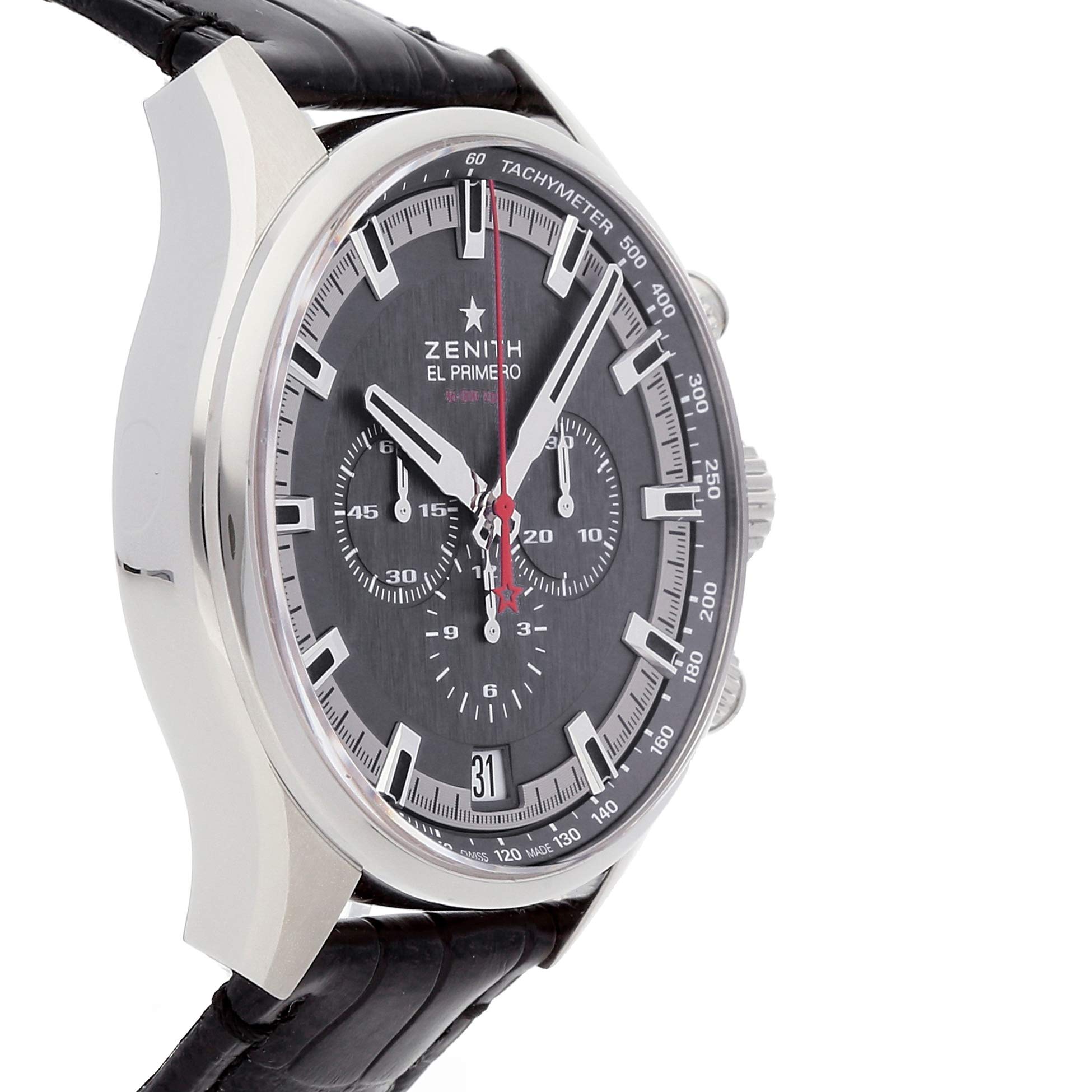 Zenith El Primero Chronograph Automatic Grey Dial Black Rubber Men's Watch 03228040091R576