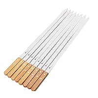 G & F Products 25619 2020 23 Inch Long 5/8 Inch Wide 2mm Thin Stainless Steel BBQ Skewer 8 Piece, Silver