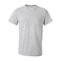 Fruit of the Loom 5 oz., 100% Heavy Cotton HD Pocket T-Shirt (3931P) Pack of 4-ATHLETIC HEATHER
