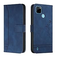 Cellphone Flip Case Compatible with Oppo Realme C21Y Wallet Case ,Shockproof TPU Protective Case,PU Leather Phone Case Magnetic Flip Folio Leather Case Card Holders Protective Case ( Color : Blue )