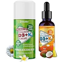 ANUMED - Vitamin D3 Bundle with Natural Vitamin (D3 with K2 50,000 IU Cream 3oz) + Hyaluronic Acid, Magnesium, Zinc, Vitamin E. (Natural Vitamin D3+K2 2,000 IU Per Drop with MCT Oil 2 Pack of 1oz)