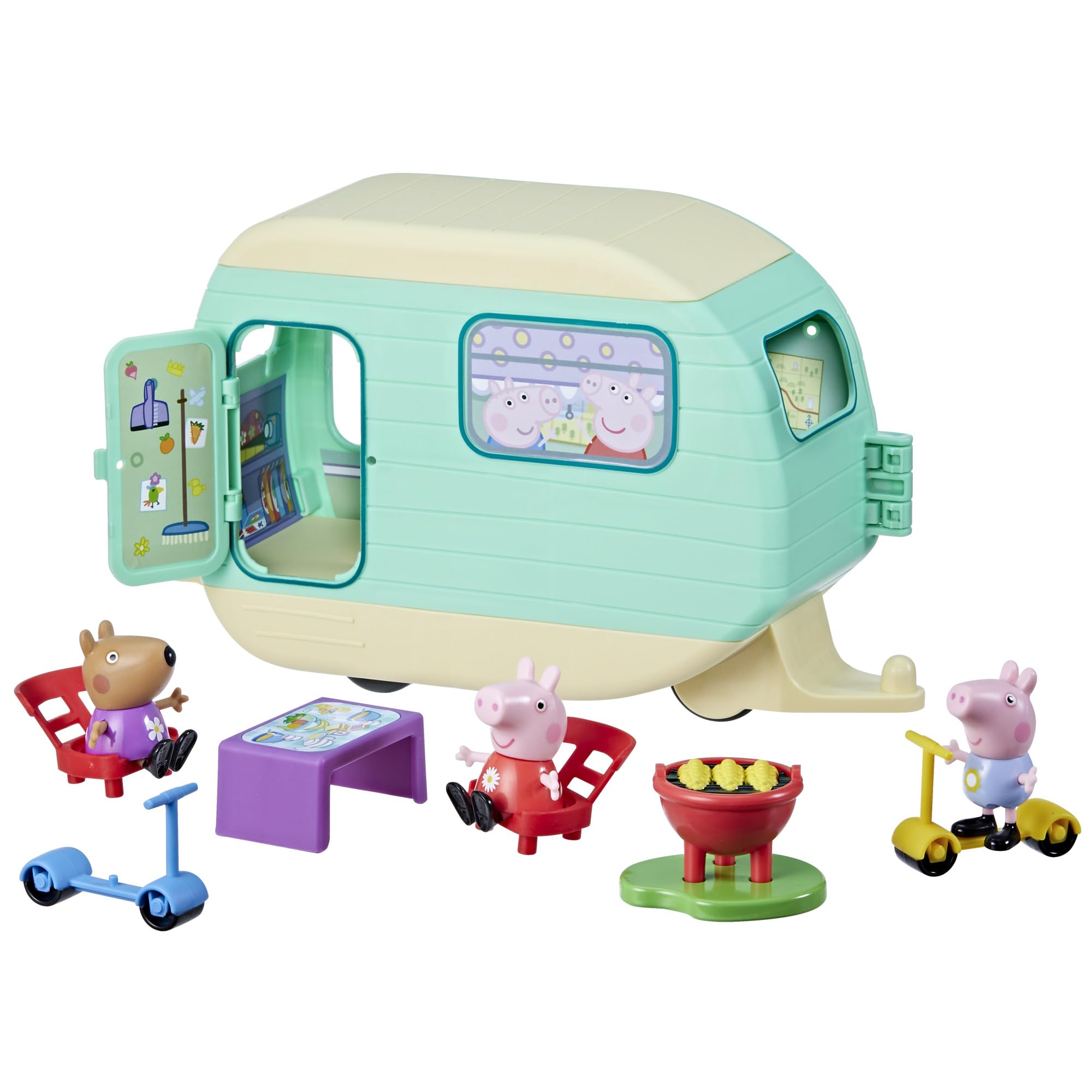 PEPPA PIG Caravan Playset with 3 Figures and 6 Accessories, Preschool Toys for 3 Year Old Girls and Boys and Up