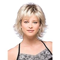 Andongnywell Blonde Short Wave Wig with Bangs Natural Looking Heat Resistant Full Wig for Daily Party Cosplay Halloween