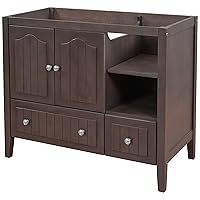 Merax Bathroom Vanity Cabinet Base Only, Storage Organizer with Drawer, Solid Wood Frame with Painted Finish, Center Undermount/Drop-in Sink Available (Not Included), 36