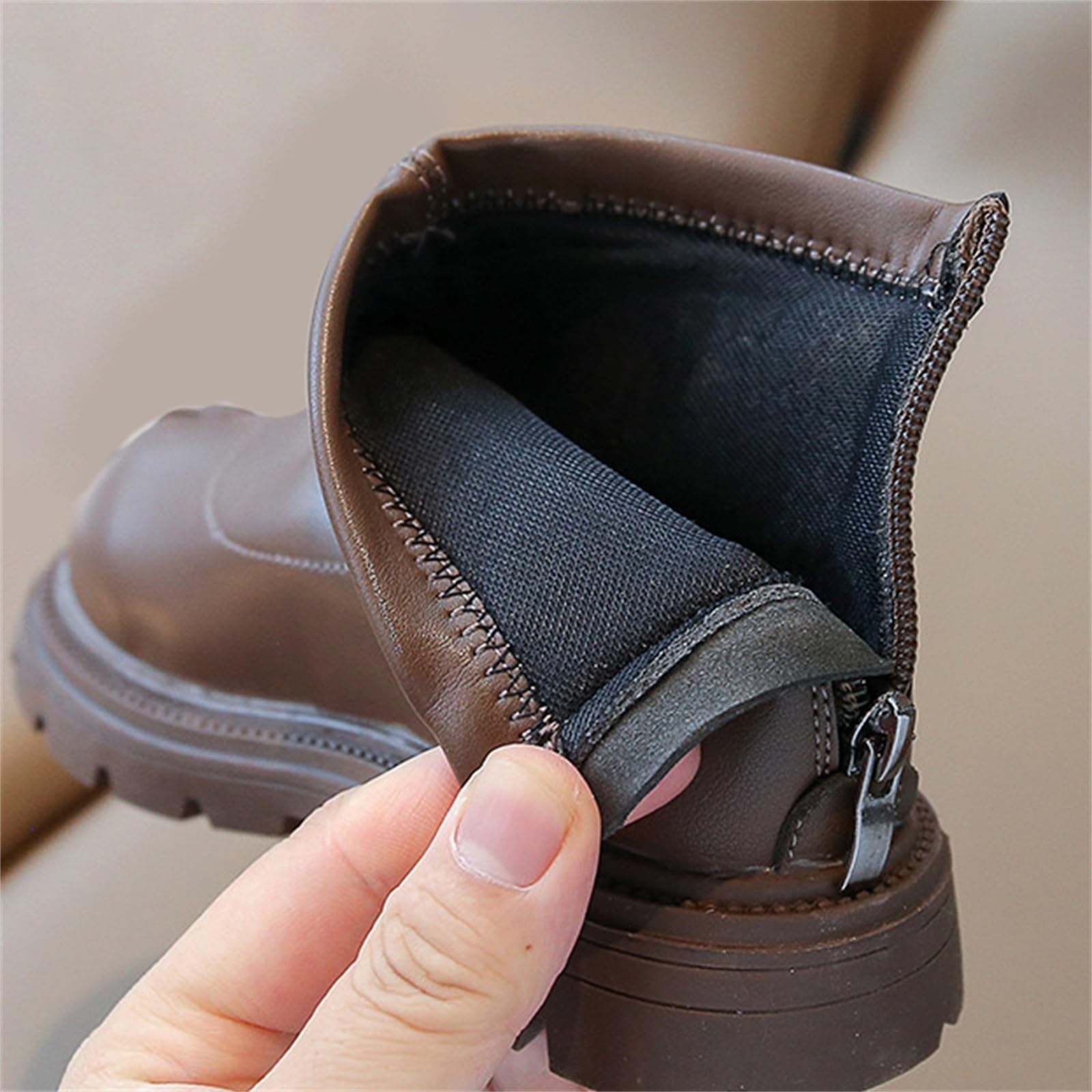 Girls Rain Boots Insulated Black Platform Booties For Toddler Girls Front Zipper Cheer Shoes 3 Toddler Girls Boots