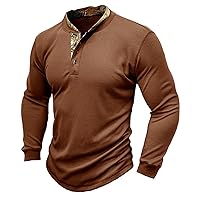 Mens 1/4 Button T Shirt Long Sleeve Lapel Sports Shirts for Men Stretch Slim Fit Basic Tops Spring Solid Color Tees