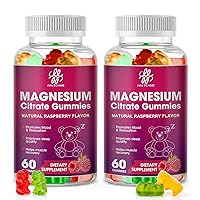 Magnesium Citrate Gummies for Adults and Kids, Promotes Healthy Relaxation, Muscle, Bone & Energy Support, Natural Flavor Gummy Supplement, Gluten Free Vegetarian GMO-Free Chewable (2 Pack)