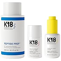 K18 Detox & Repair Bundle - Leave-In Repair Hair Mask, 4-Minute Speed Treatment(15ml), Color Safe Cleansing Shampoo (8.5oz) to remove build up, and Weightless Hair Strengthening Oil (30ml)