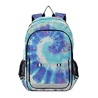 ALAZA Blue Tie Dye Spiral Swirl Laptop Backpack Purse for Women Men Travel Bag Casual Daypack with Compartment & Multiple Pockets
